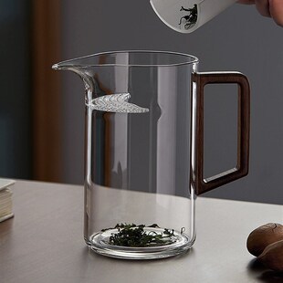 玻璃公道杯加f厚分茶器茶水分离月牙杯过滤绿茶杯茶漏一体泡茶壶