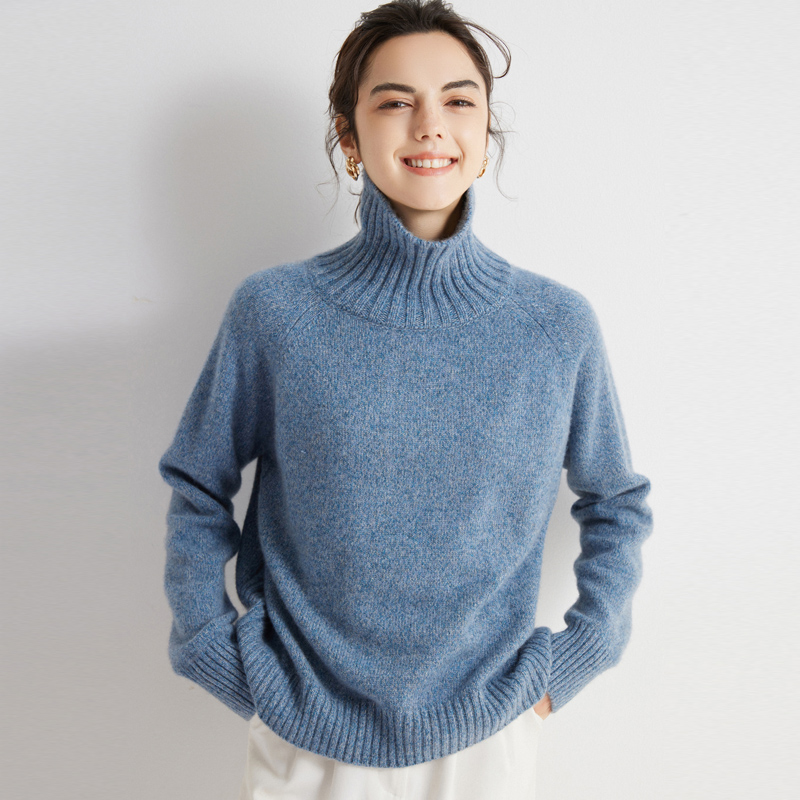 一件过冬!三股加厚!康塞妮花纱纯山羊绒衫女高领宽松慵懒风毛衣