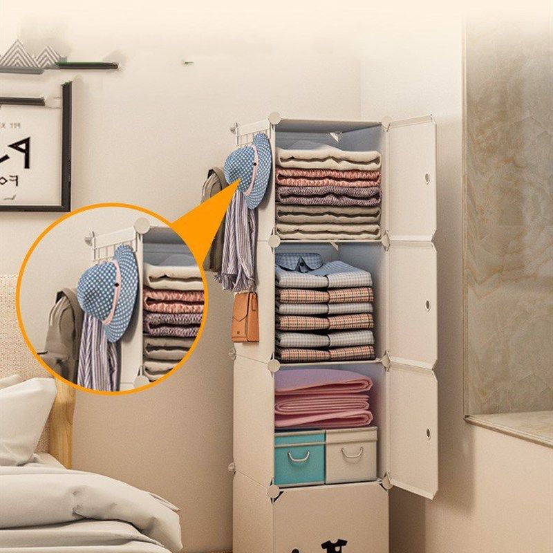 房间省空间单人小衣柜书架一体组合小户型占地小组装床头衣服柜子,住宅家具,自由组合衣柜,淘宝优惠券,粉丝福利购,淘宝优惠卷