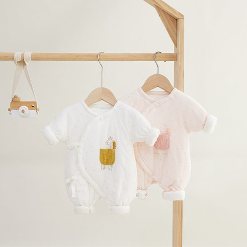 新生婴儿儿衣服冬季纯棉夹棉加厚早产刚出生月子宝宝连体衣52码59