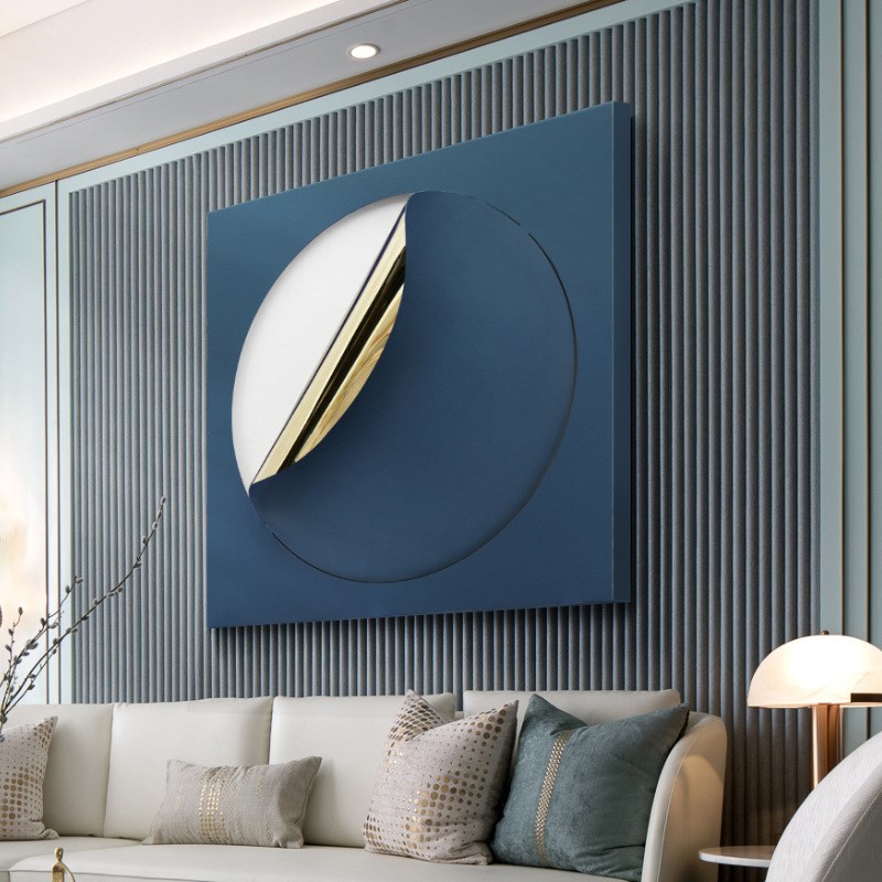 LED发光不锈钢实物画现代简约客厅装饰画书房样板间餐厅卧室挂画