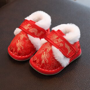 婴儿拜年鞋唐装鞋男宝千层底宝宝棉花鞋儿童手工棉鞋过年鞋子新年