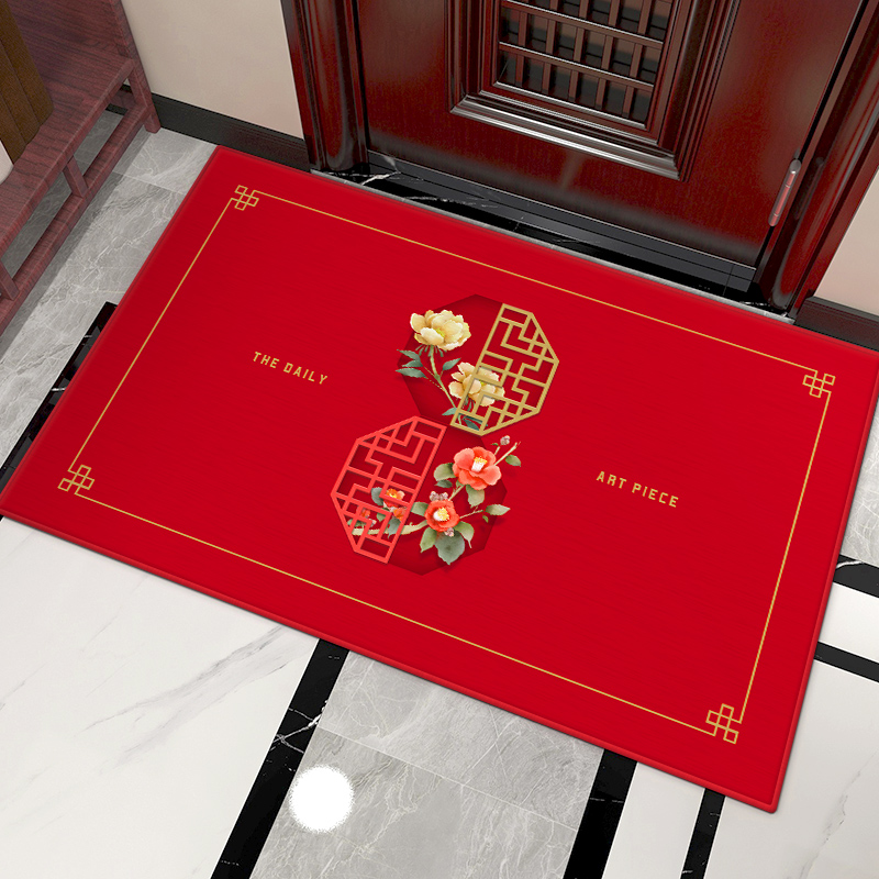 网红新中式进门地垫家用门外踩脚垫大门口蹭土入户门垫玄关地毯夏