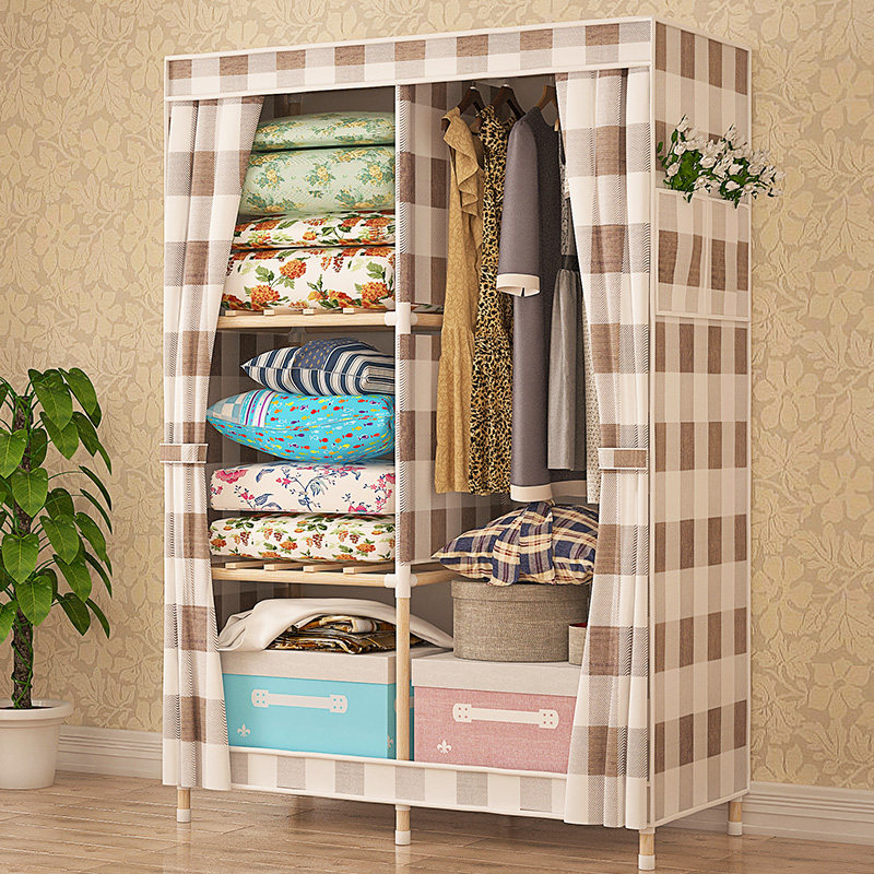 租房衣柜简易布衣柜实木家用折叠组装寝室可拆卸布艺单人全挂衣橱,住宅家具,独立衣柜,淘宝优惠券,粉丝福利购,淘宝优惠卷
