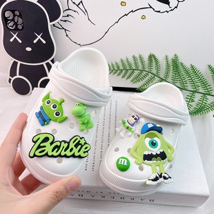 儿童2025新款三眼怪绿色男洞洞鞋配饰男童女童夏季防滑拖鞋洗澡