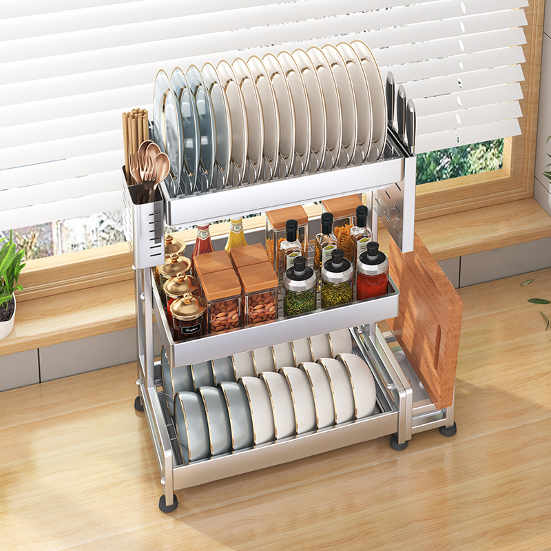 304不锈钢碗碟碗盘收纳架碗架沥水架厨房置物架放碗架碗筷收纳盒