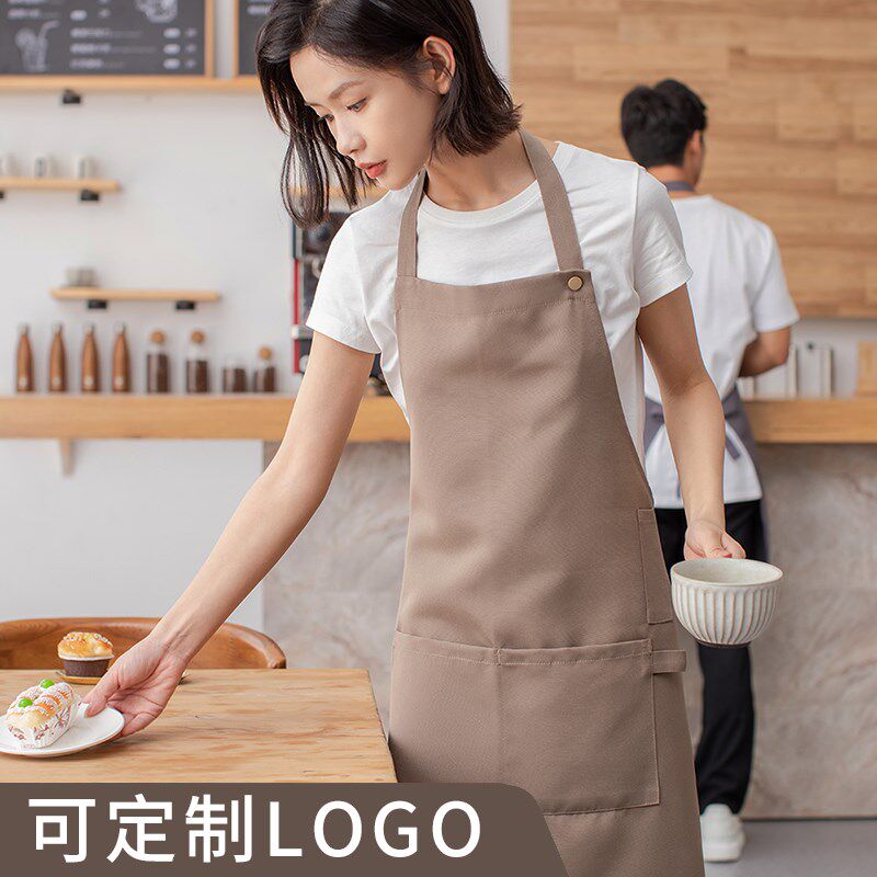 帆布围裙家用厨房餐厅定制LOGO夏季新款餐饮商用高档网红工作服女