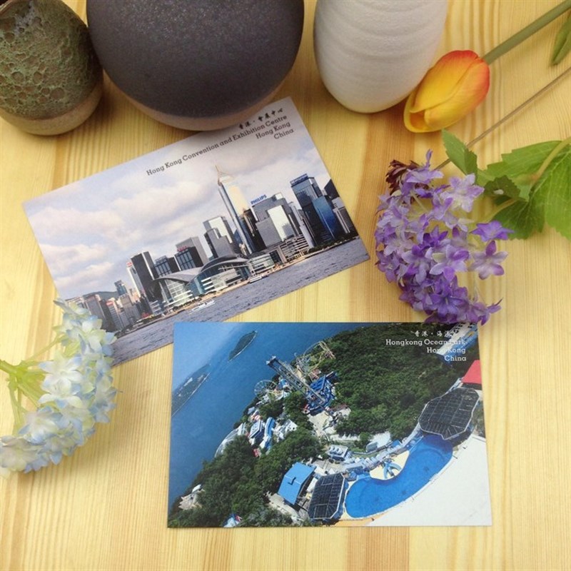 香港风光明信片合集 城市复古风景港岛九龙新界卡片贺卡 2款选