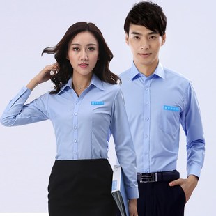 中建衬衫蓝色男女长短袖中国建筑八局CI系统工装衬衫中建工作服