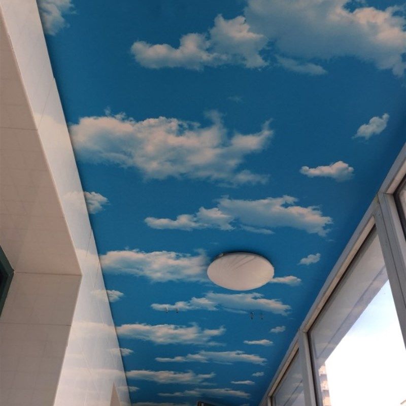 加厚PVC蓝天白云卡通防水墙纸自粘壁纸客厅儿童房间天花板墙贴纸,家居饰品,软装墙贴,淘宝优惠券,粉丝福利购,淘宝优惠卷