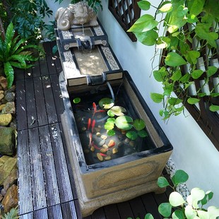 新中式户外庭院花园鱼池流水摆件阳台喷泉水景造景循环水景观装饰