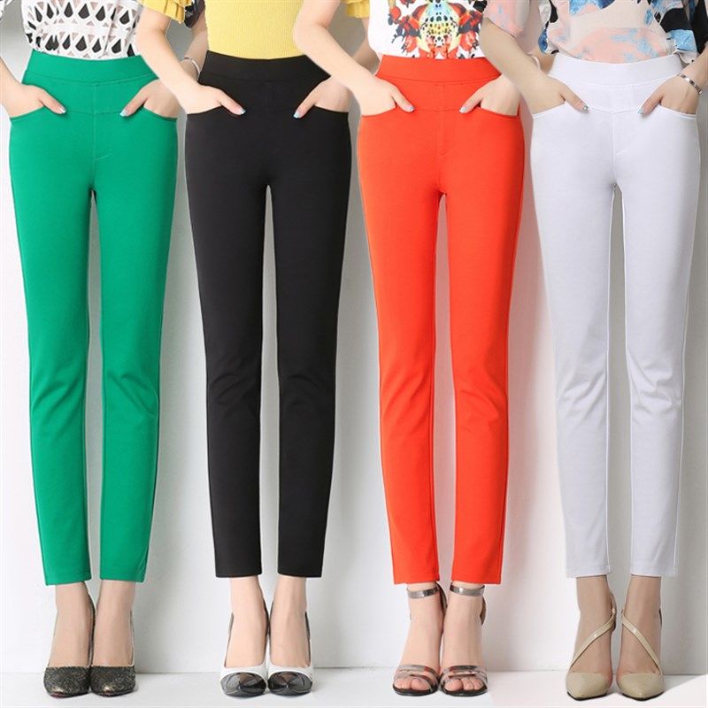 2025春夏弹力显瘦小脚裤女九分大码高腰休闲裤女外穿打底铅笔女裤,女装/女士精品,休闲裤,淘宝优惠券,粉丝福利购,淘宝优惠卷