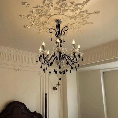 法式复古黑色蜡烛水晶吊灯奶油风高级感大气客厅灯卧室餐厅宫廷风