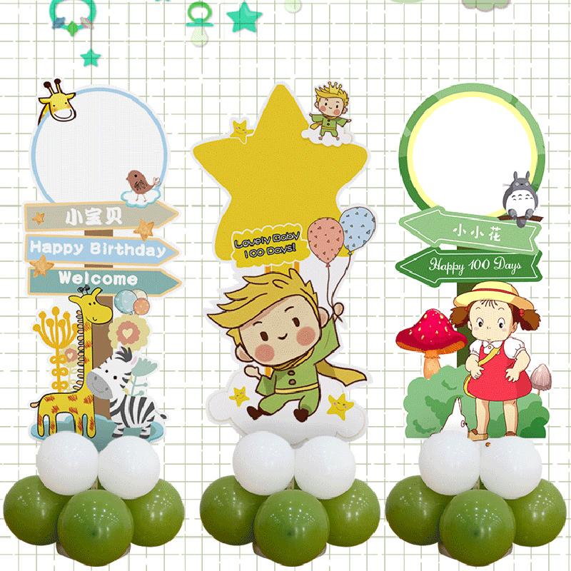 百日宴布置宝宝周岁百天生日照片海报装饰气球kt板满月迎宾牌定制