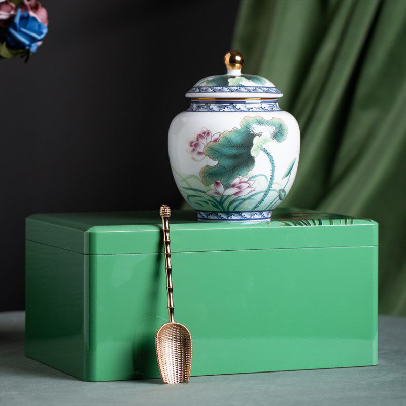 绿茶包装烤漆木盒青瓷罐信阳毛尖恩施玉露茶叶礼品盒通用定制
