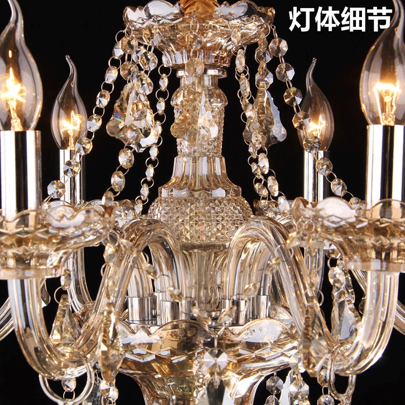奥灯干邑色欧式蜡烛水晶吊灯客厅低户型楼层短灯体水晶灯92