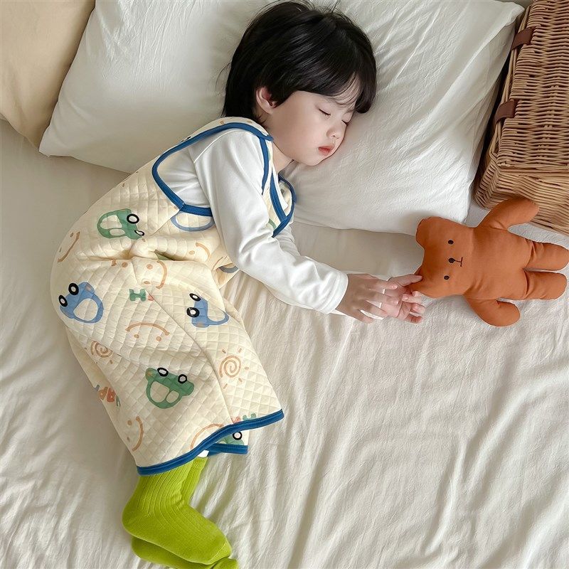 儿童无袖睡袋护肚保暖防踢被宝宝背心式睡袍春秋冬马甲婴儿连身衣