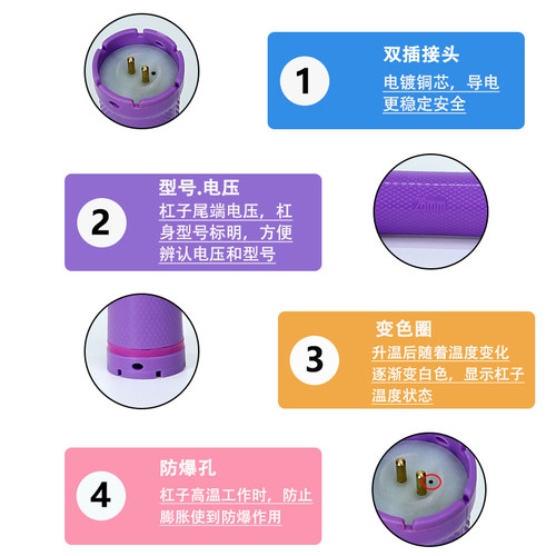 热烫杠子24v新款彩色双号数码杠升级美发工具标准11cm卷发烫发杠