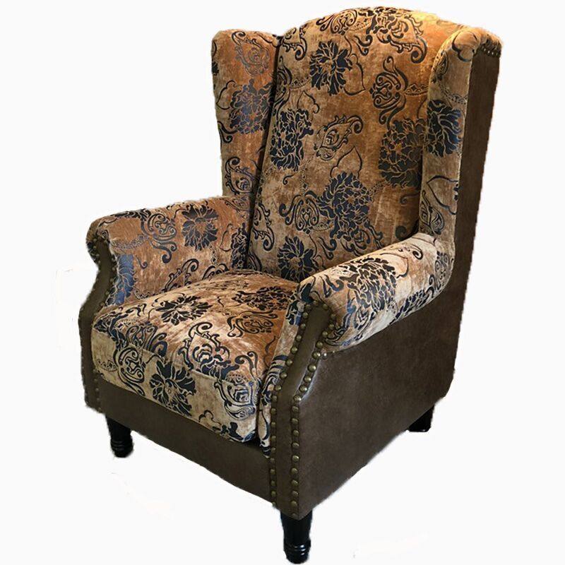 【调性混搭】美式乡村复古风格家具拼布设计单人沙发老虎椅休闲椅