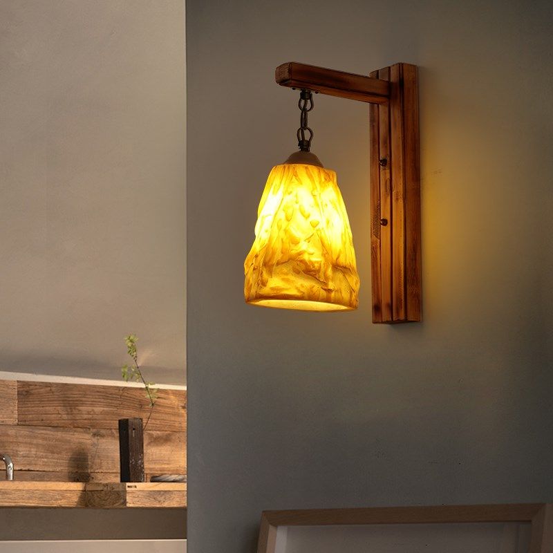 中式复古竹艺个性仿古卧室床头灯客厅民宿客栈创意楼梯间酒吧壁灯