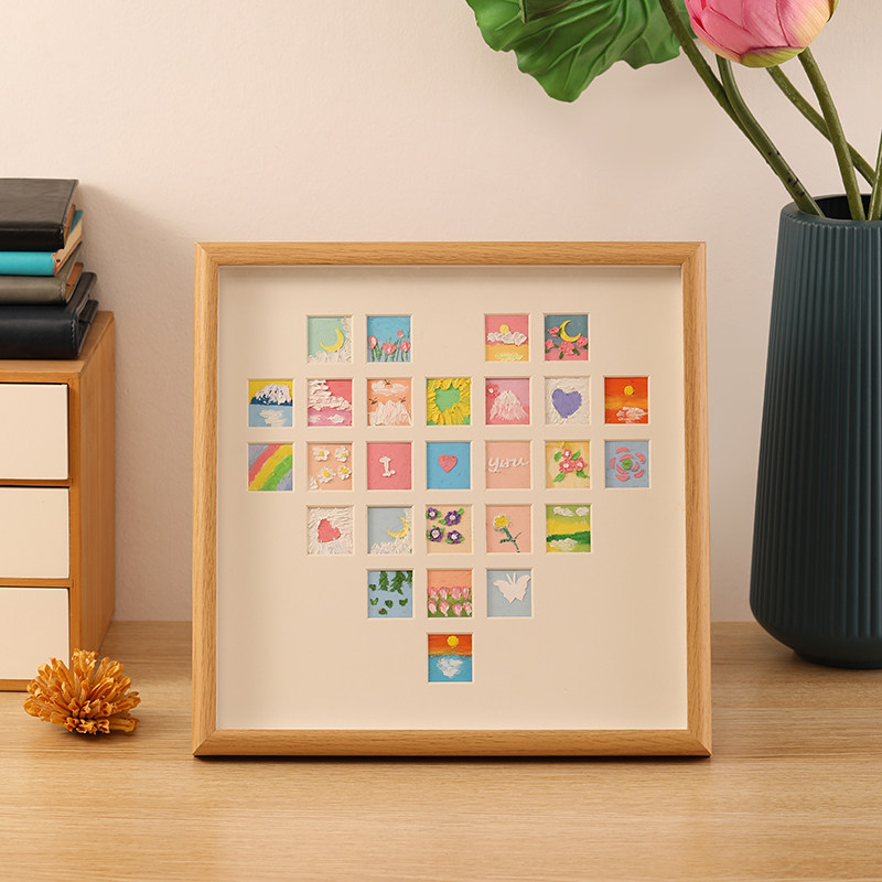 爱心宫格画框手工手绘diy填充油画棒心形相框定制纪念生日礼物,家居饰品,相框/画框,淘宝优惠券,粉丝福利购,淘宝优惠卷