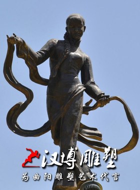 玻璃钢仿铜人物雕塑陕北文化主题妇女打腰鼓雕塑民俗人物雕塑