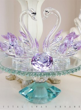 创意水晶天鹅结婚礼物送闺蜜生日新婚客厅酒柜摆件家居装饰工艺品