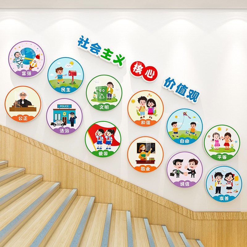 社会主义核心价值观教室装饰党建文化墙面贴纸幼儿园布置材料环创