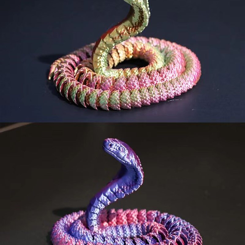 3D打印关节蛇模型全身关节可动金蛇献瑞潮玩整蛊玩具居家摆件饰品