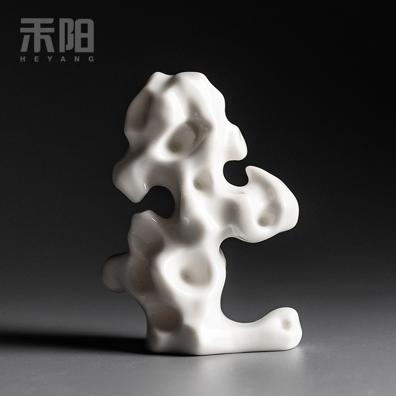 禾阳 白瓷搁置架桌摆茶道茶艺摆件陶瓷茶具配件 茶刀茶夹茶笔架子