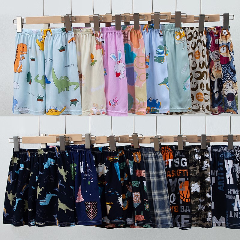 男童睡裤棉绸短裤居家薄款小孩纯棉夏季肥大童家居女童儿童睡衣裤