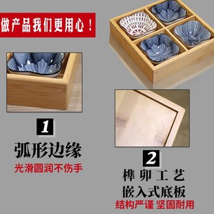 竹制九宫格托盘烧烤火锅配菜盘零食水果干果围炉点心分割盘可刻字