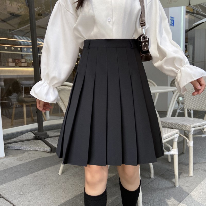 2024年秋冬季半身裙大码短裙女胖mm高腰遮胯西装加长百褶裙学院风