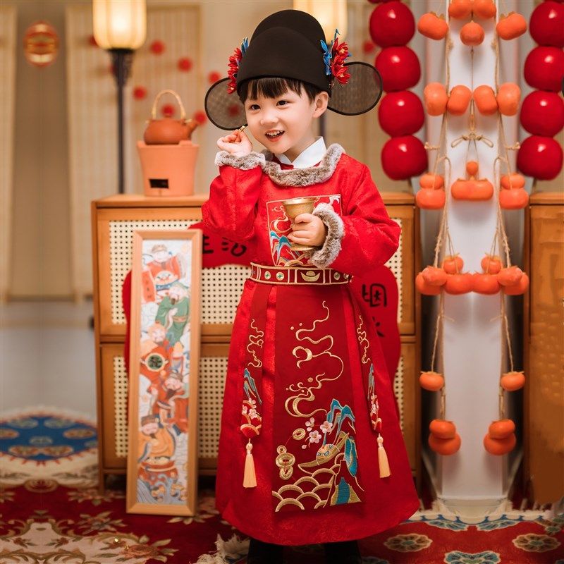 男童汉服圆领袍加绒男宝过年服唐装小财神古风棉衣中国风新年貔貅,童装/婴儿装/亲子装,汉服,淘宝优惠券,粉丝福利购,淘宝优惠卷