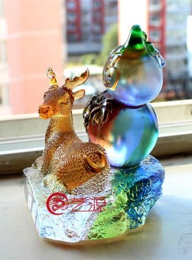 琉璃摆件创意家居饰品送领导长辈同事朋友老人的生日礼物 福禄