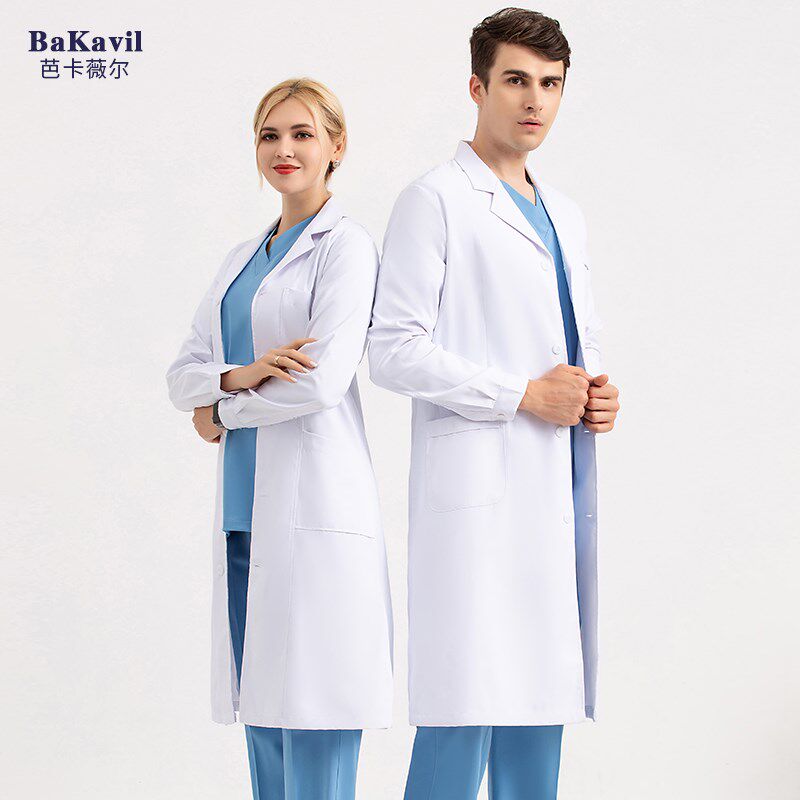 时尚美容牙科口腔高端医美白大褂医生服男女长短袖实验工作服印字