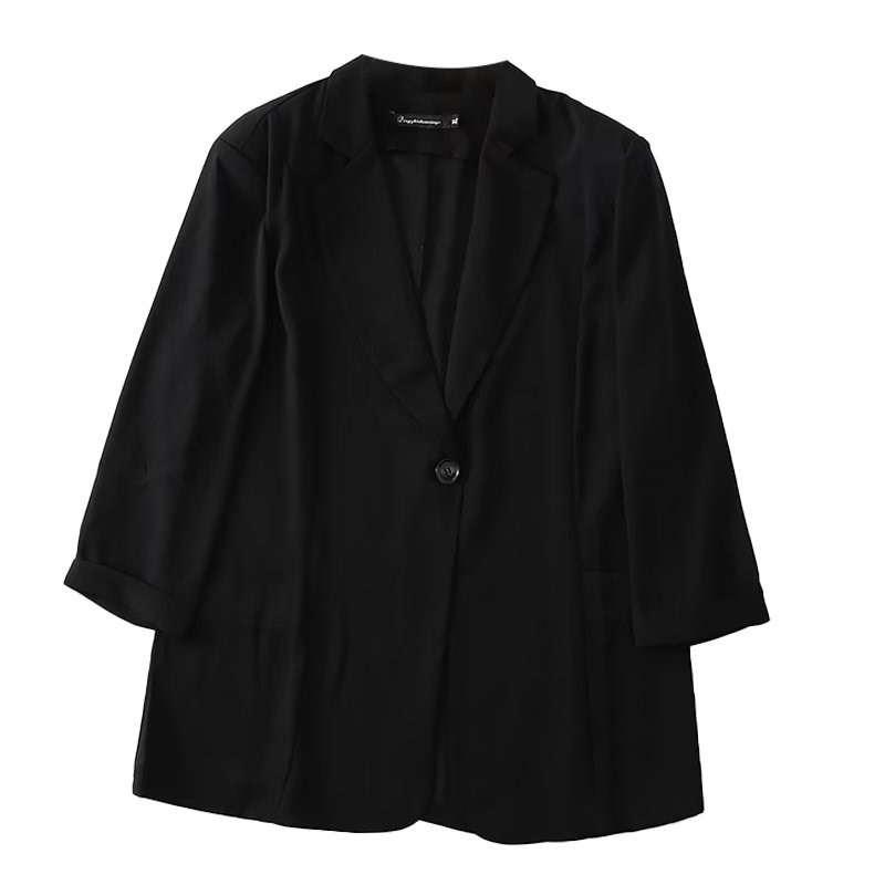 大码女装2023新款胖mm夏装宽松翻领七分袖开衫轻薄西装外套上衣服