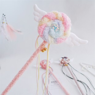 七只猫高奢彩虹棉花糖逗猫棒加长杆流苏铃铛耐咬猫咪自嗨幼猫玩具