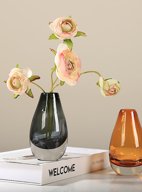 简约细致小口迷你彩色琉璃花瓶透明玻璃茶几餐桌家居装饰摆件