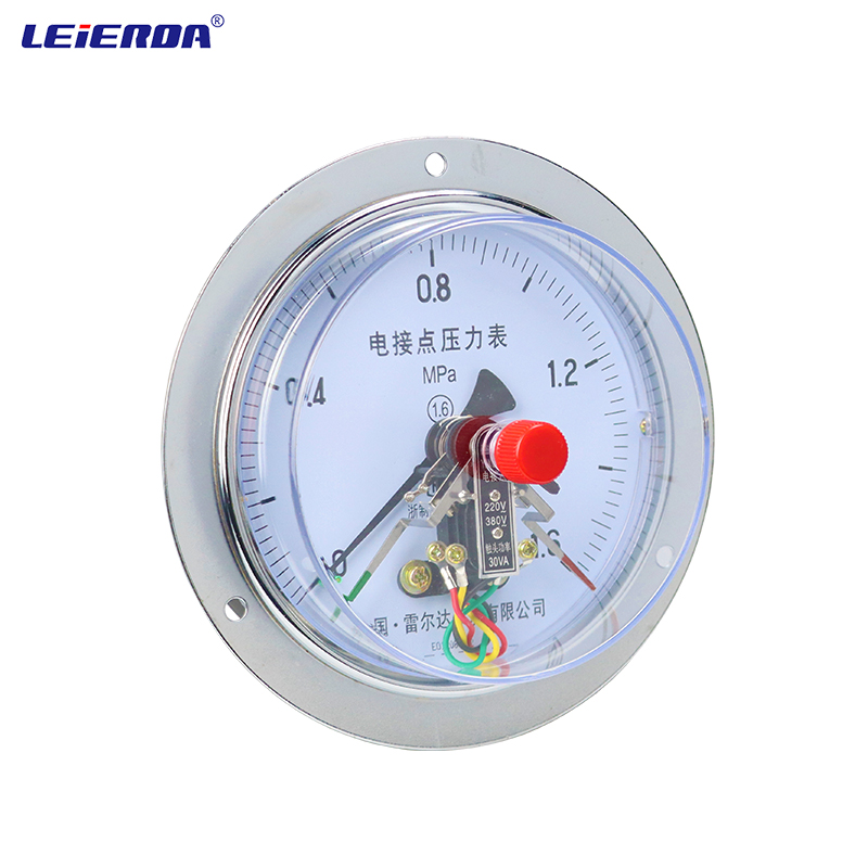 雷尔达 面板安装嵌装式 轴向带边电接点压力表 YXC-150ZT真空气油