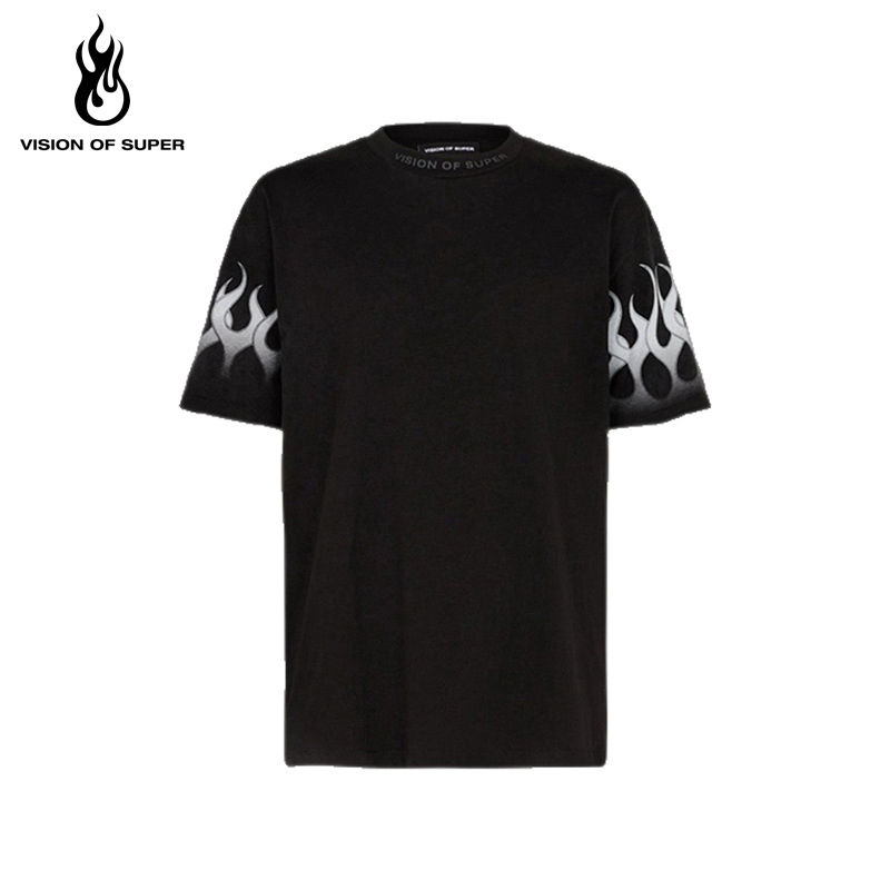 VOS新款宽松渐变印花男女款T恤