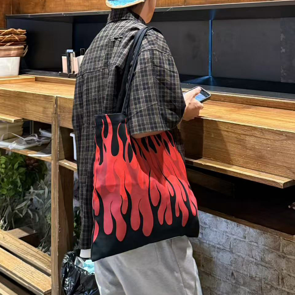 VOS火焰印花潮流帆布手提袋