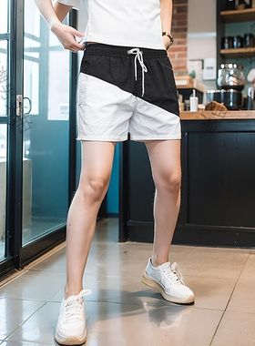 夏季休闲运动短裤男生撞色三分裤跑步冰丝速干半截中裤薄款大裤衩
