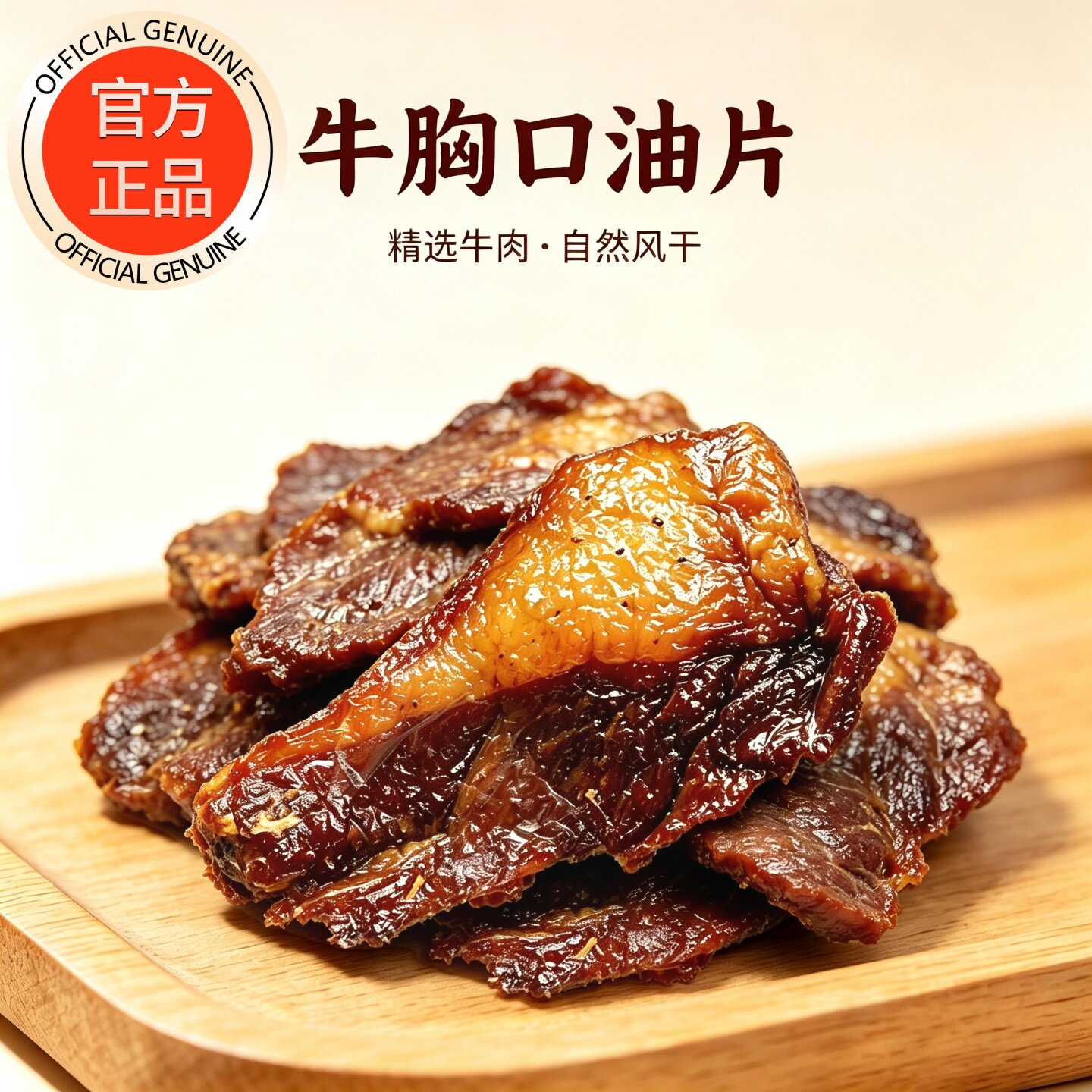 牛胸口油脆片大片正品官方旗舰店弹爆汁即食内蒙古肥瘦牛肉干零食