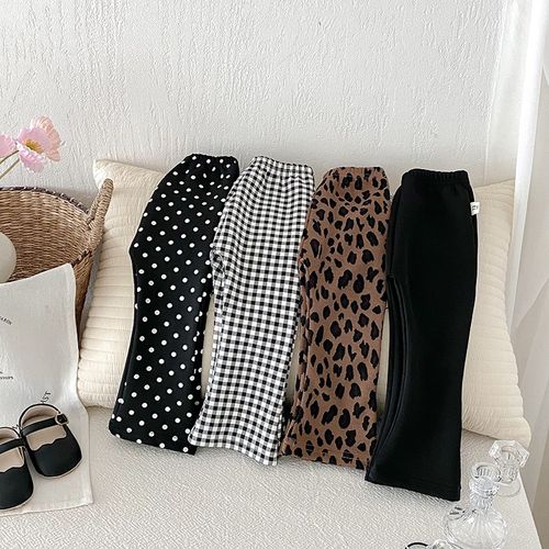 女童喇叭裤春秋装1岁2女宝宝修身打底裤豹纹裤子外穿儿童洋气长裤