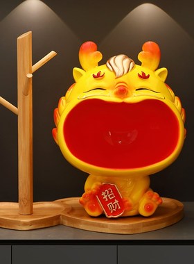 高颜值龙年摆件 创意公寓前台客厅装饰品可收纳汽车钥匙摆件家用