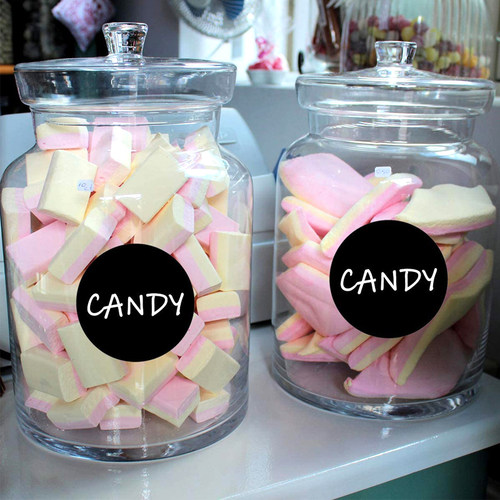 120贴/卷5cm圆形黑板标签贴纸卷PVC可擦写DIY贴纸食物罐子标记贴