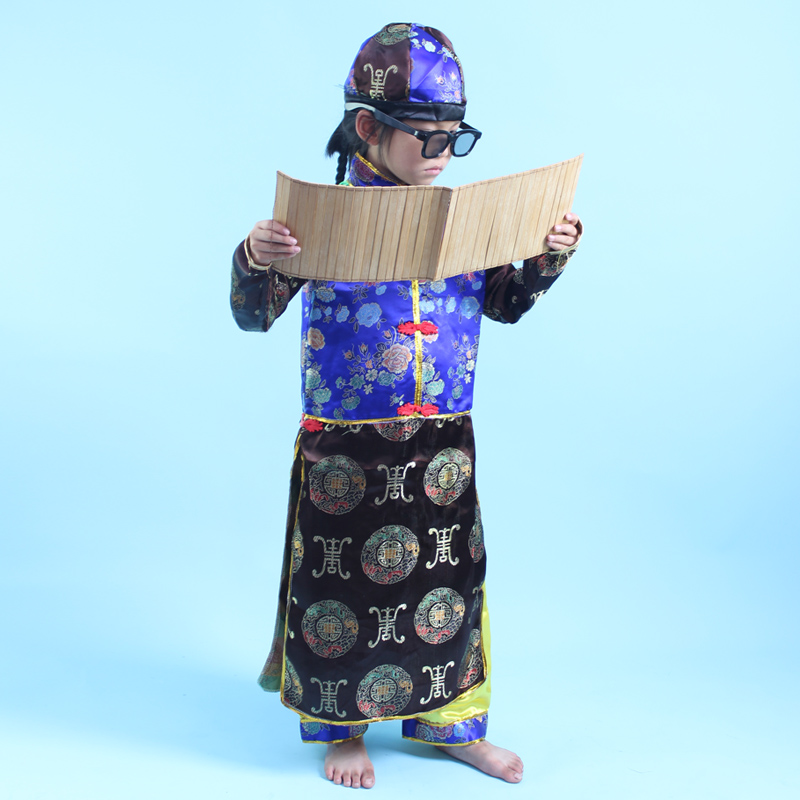 儿童古装汉服上学堂舞蹈表演服 男女童上学堂老夫子弟子规演出服