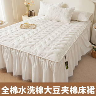 单件防尘床单床垫防滑三件套床罩 纯棉床盖床裙款 全棉夏季 2024新款