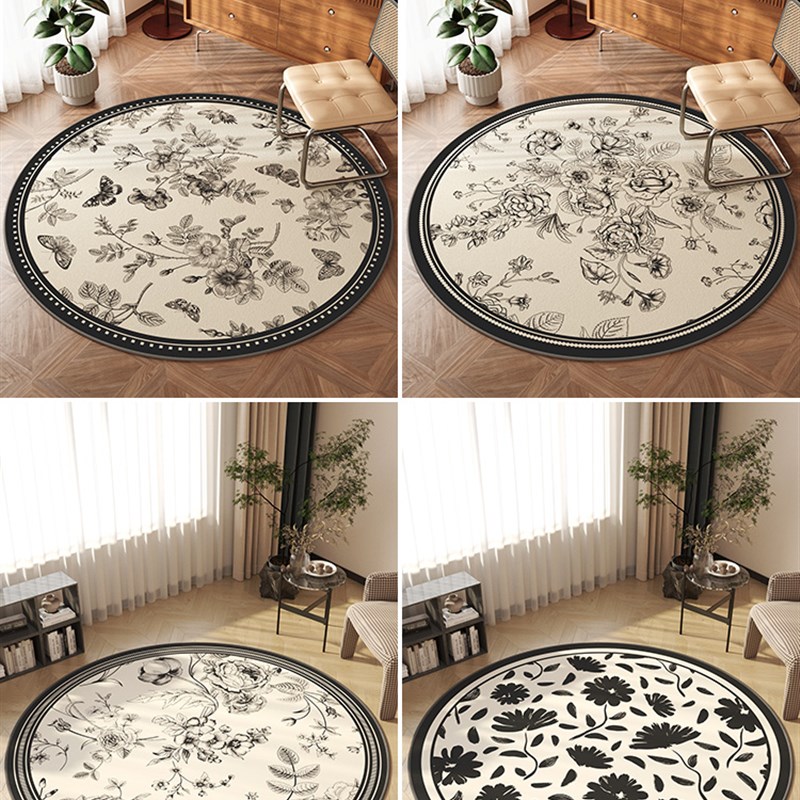 圆形地毯卧室电脑椅地垫奶油风客厅沙发茶几免洗脚垫书房转椅垫子
